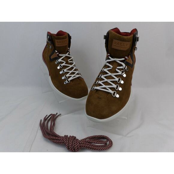 NIB BALLY AVYD TOBACCO SUEDE BLACK LEATHER LOGO TOP SNEAKERS 10.5 US 43.5 ITALY - Picture 11 of 12